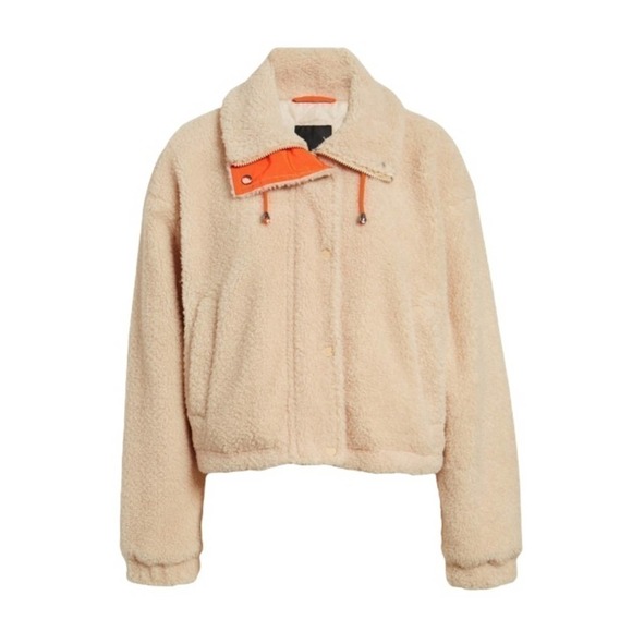 BP Faux Shearling Bomber Jacket In Beige Burnt NWT - Picture 1 of 12